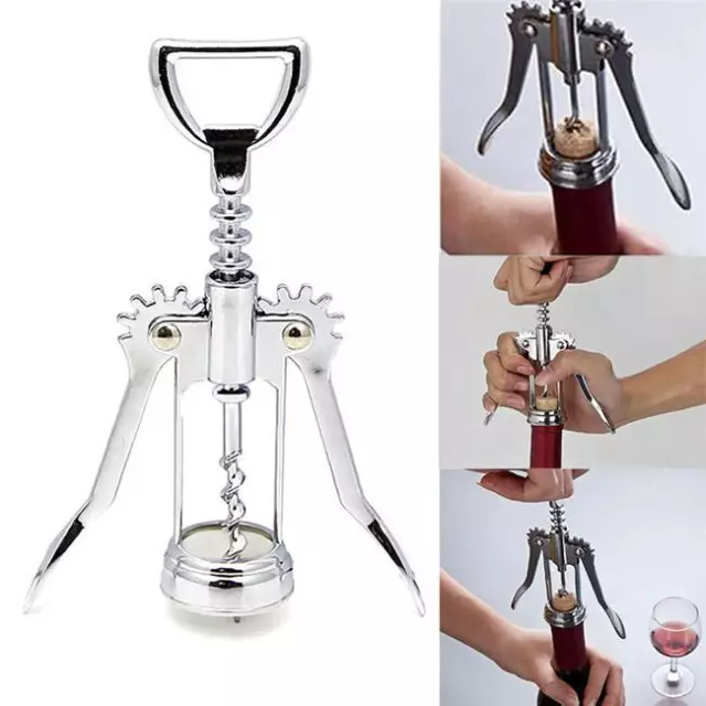 Professional Lever Arm Steel Rabbit Corkscrew Beer Wine Bottle Opener Tool GA