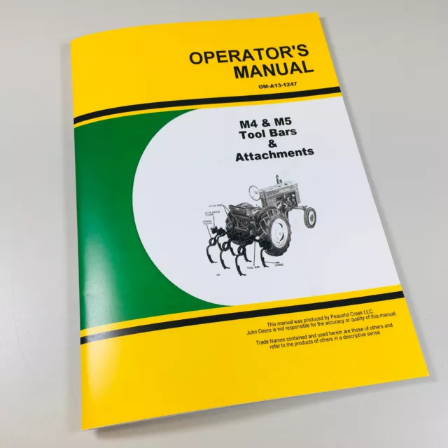 Operators Manual For John Deere Ma40 Ma41 Field Cultivator M4 M5 Tool Bar