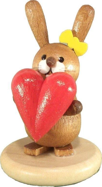 Statua Pasqua Leprotta Su Piedistallo con Cuore Altezza Ca 4cm Nuovo Decorazione