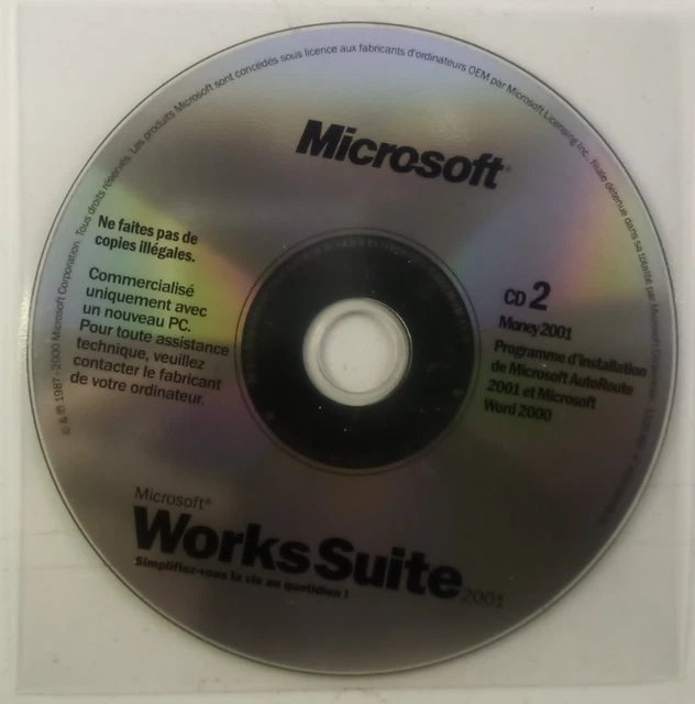 MICROSOFT WORKSUITE 2001_WORD 2000_encarta_money_autoroute EUR 34,95