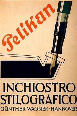 Poster Manifesto Locandina Pubblicitaria Vintage Pelikan Penne  Arredo Ufficio
