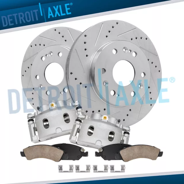 Front Drilled Rotors Brake Calipers & Pads for Chevy Tahoe Silverado Sierra 1500