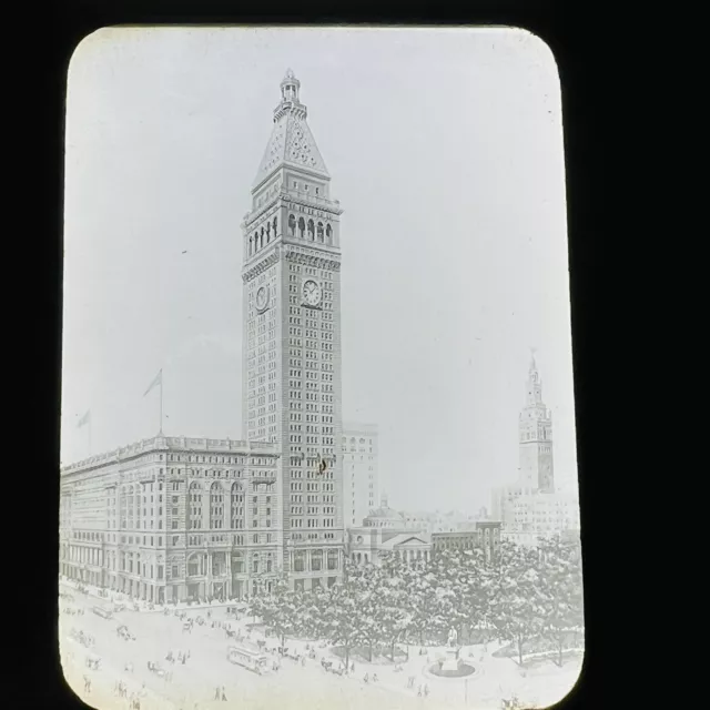 Vtg Magic Lantern Glass Slide Metropolitan Building New York City Illustration