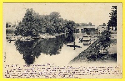 cpa 92 - NEUILLY sur SEINE (Hauts de Seine) Le PONT Dos 1900