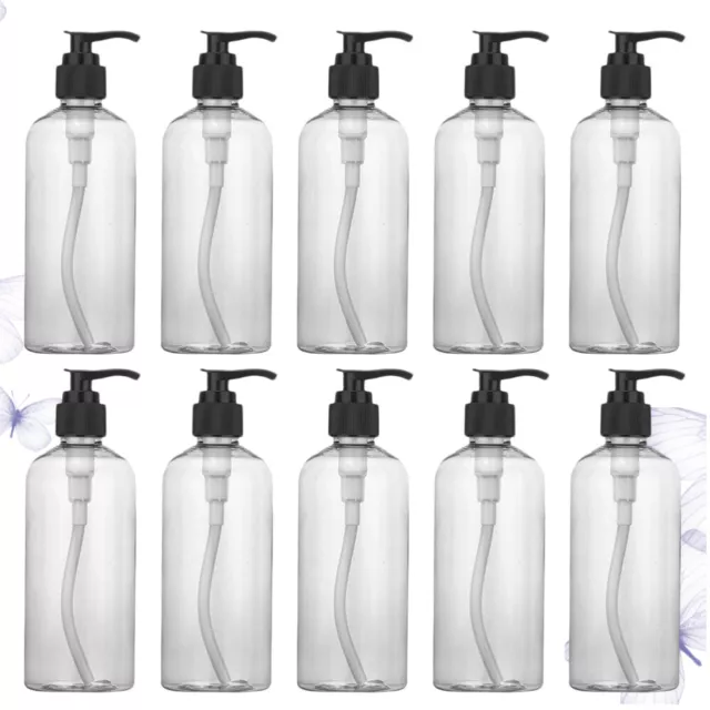 8pcs 300ml Transparent Shower Gel Bottles with Black Head