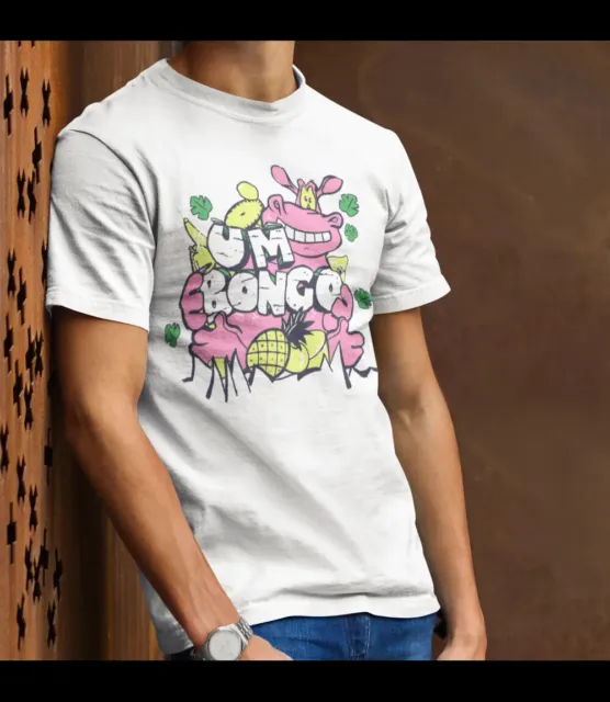 Men's Retro Um Bongo Cartoon Hippo T-Shirt S M L XL XXL 80s Fun Holiday Gift Top