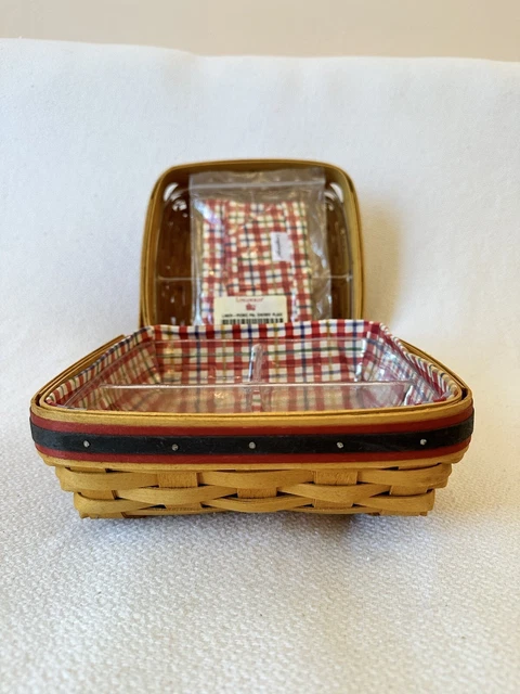 1998 Longaberger Picnic Pal Basket Combo w/ Cherry Red Plaid Liner and Protector