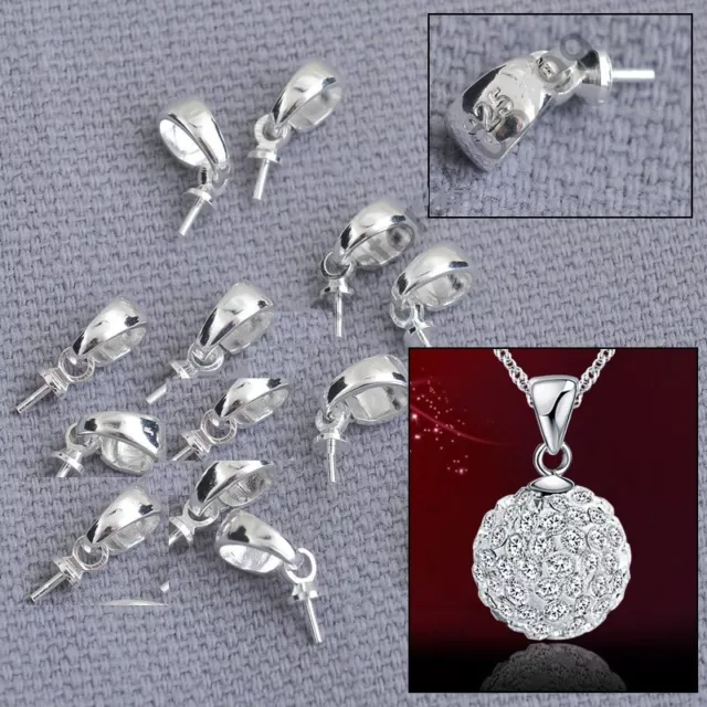 925 Sterling Silver  Jewellery Sets Findings Cup Cap Bail Connector For Pendant