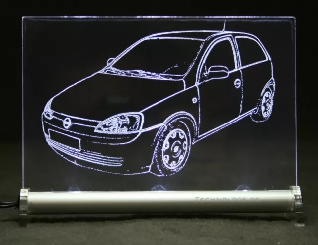 Opel Corsa C 2t  3t  als AutoGravur auf LED Leuchtschild