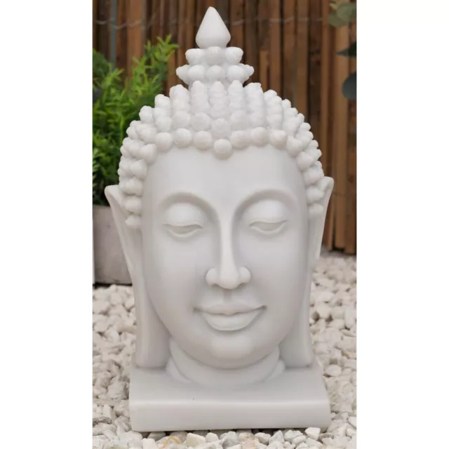 Dinova Thai Buddha Head White Polymarble Garden Statue Ornament Sculpture