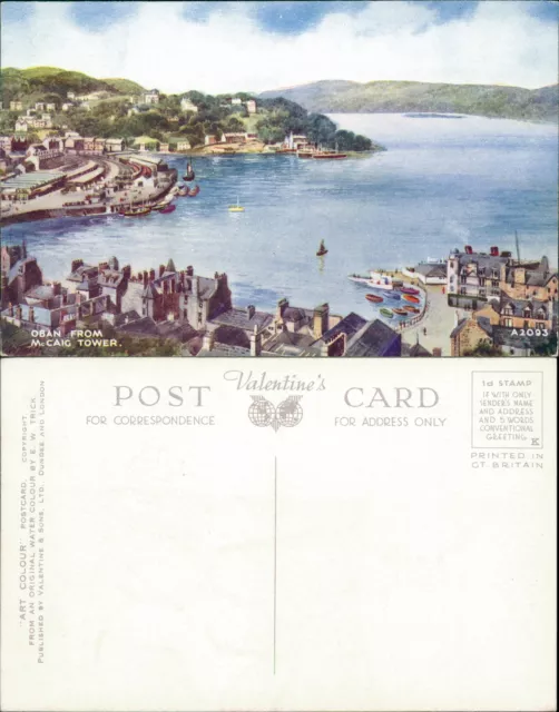 Oban From McCaid Tower A2093 Valentines Art Colour EW Trick