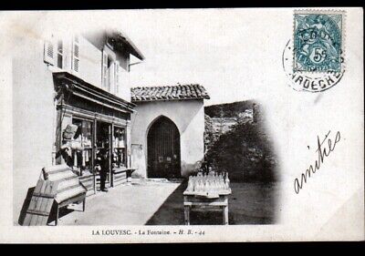 LA LOUVESC 07: Commerce de SOUVENIRS de la FONTAINE MIRACULEUSE animé avant 1904