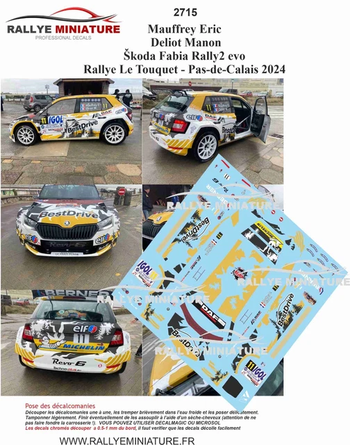 Décalcomanies 1/24 Skoda Fabia Rallye Le Touquet 2024 - Pilote Eric Mauffrey - Réf. 2715 - Neuf