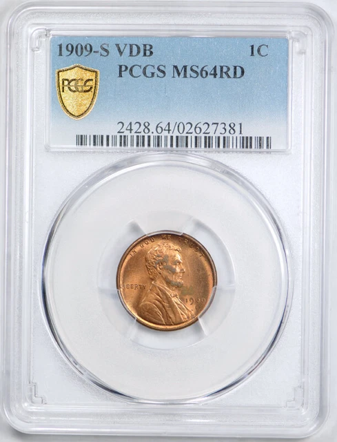 1909 S VDB 1C Lincoln Wheat Cent PCGS MS 64 RD Full Red Key Date US Coin Cert...