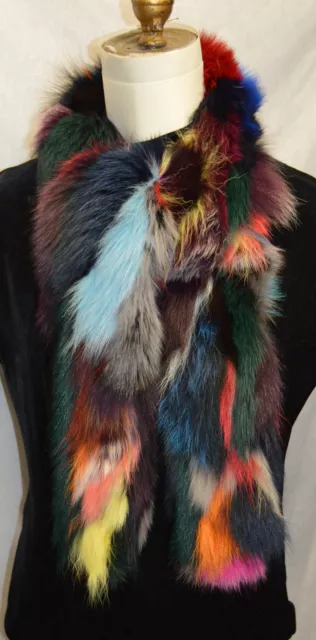 Real fox fur scarf boa multi color New