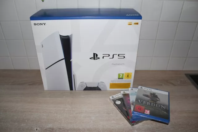 Sony PlayStation 5 Slim Konsole - Disc Version Versiegelt + 4 Spiele OVP