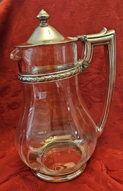 Vintage 1927 Missouri Pacific Lines Railroad Glass And Silver Water Pitcher