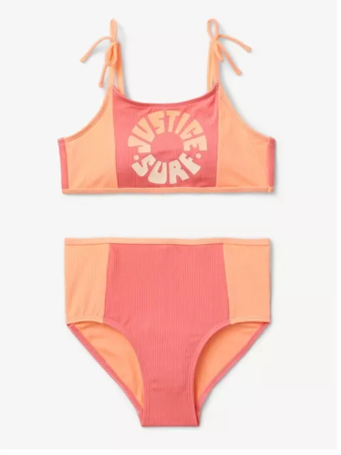 NWT!  Justice Retro Surf 2pc ColorBlock Bikini. Size XL (16/18)