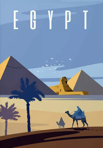 Vintage Travel Poster Art * Egypt * Large A3 Size Canvas Art Print