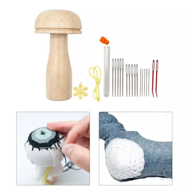 Sock Darning Kit Wood Darning Mushroom with Needle Thread for Adults & Kids  DIY Repairing Clothes Home Darner Free Shipping
