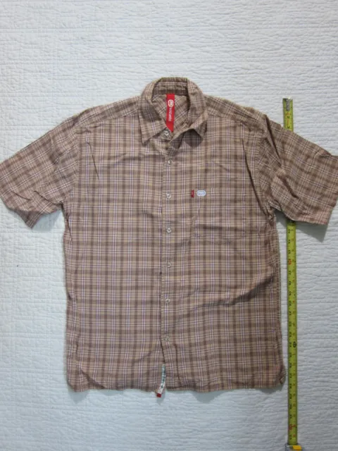 Ecko Unltd Vintage Woven Large Mens Shirt short sleeve Brown plaid