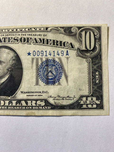 Fr. 1701* 1934-A $10 Silver Certificate *Sharp Star Note*