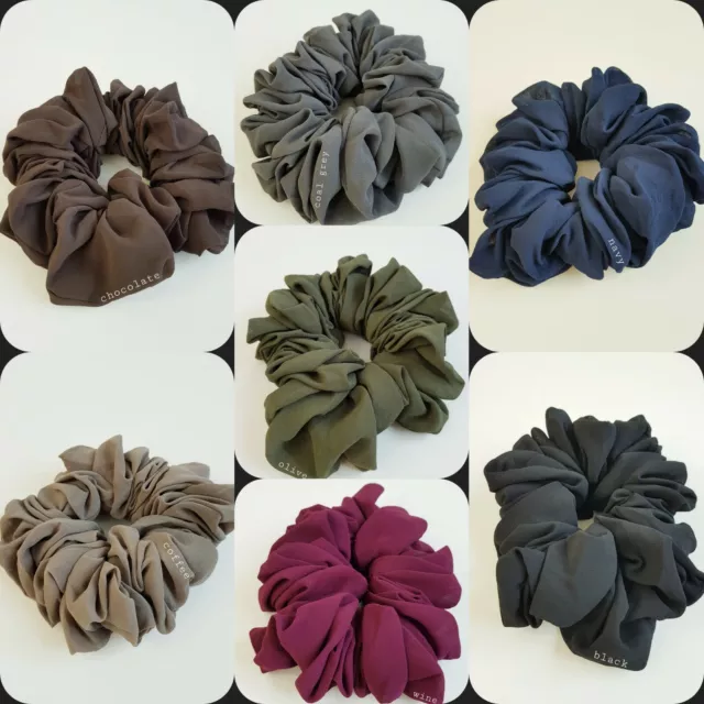 Large Hair Scrunchie Volumiser Chiffon Elastic Hair Tie Bun Hijab Multi Colour