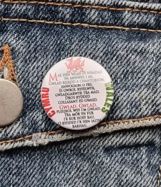 Welsh Anthem, Cymru Wales - Small Button Badge - 25mm diam 6