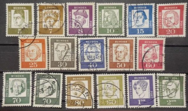 Bund Mi.- Nr.  347y - 362y gestempelt 15.6.61 / 6.6.1965 Bedeutende Deutsche