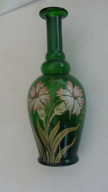 Carafe En Verre Emaille Couleur Verte(Legras ?)