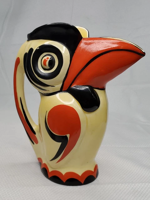 RARE Czechoslovakia Hand Painted Ditmar Urbach Ebeling Reuss Toucan Pitcher 9" RARE Czechoslovakia Hand Painted Ditmar Urbach Ebeling Reuss Toucan Pitcher 9"