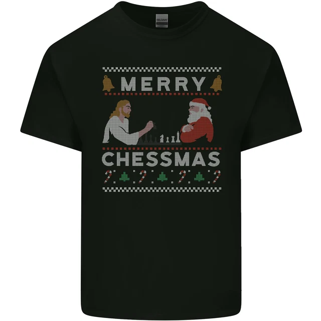 Merry Chessmass Funny Chess Player Mens Cotton T-Shirt Tee Top