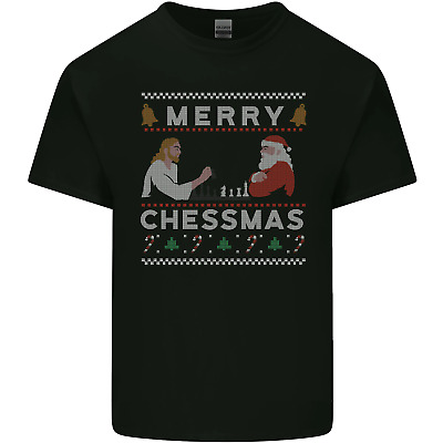 Merry chessmass DIVERTENTE GIOCATORE DI SCACCHI DA UOMO COTONE T-Shirt Tee Top