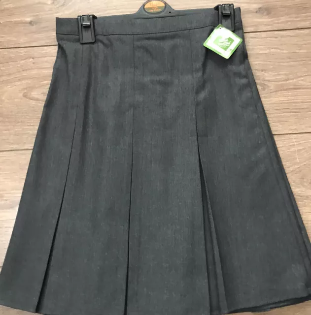 GEORGE Girl  Grey Pull On Permanent Pleat School Skirts X 2 Age 12-13  NEW