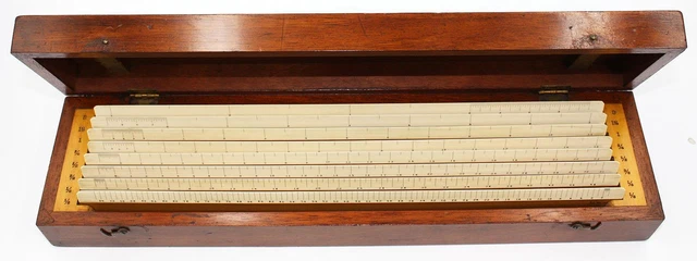 ANTIQUE, MAHOGANY BOXED Set Of Eight Scale Rulers, c1920, Superb ...