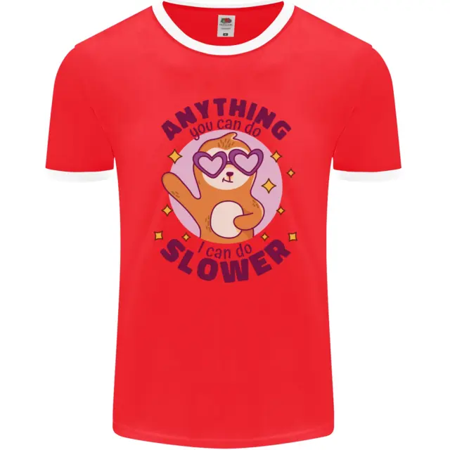 T-shirt ringer da uomo Sloth Anything I Can Do più lenta divertente fotol