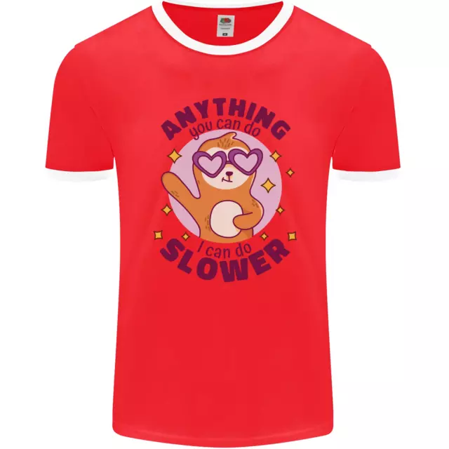 T-shirt ringer da uomo Sloth Anything I Can Do più lenta divertente fotol