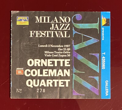 Milano 1987 Biglietto concerto Ornette Coleman Quartet 
