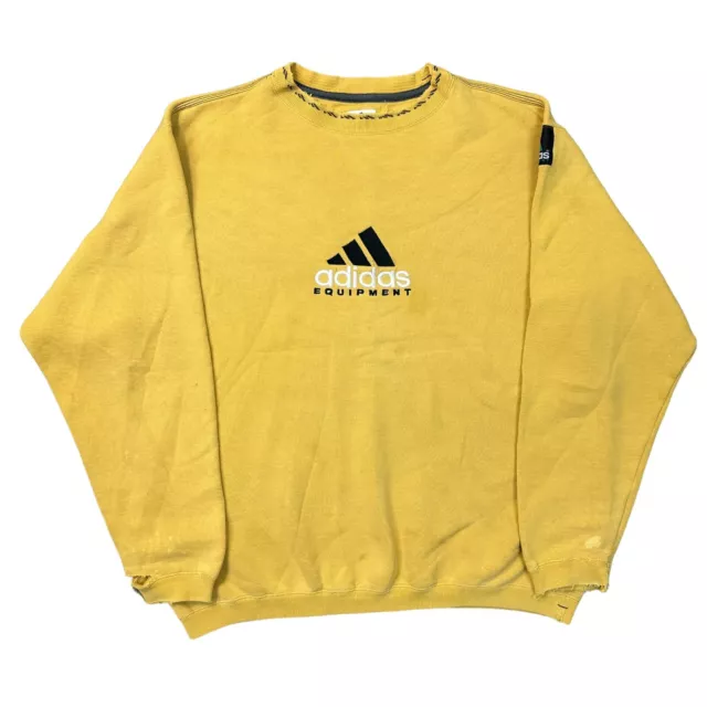 Vintage Adidas Equipment Sweatshirt Big Logo Oversized Yellow Jumper Mens Medium