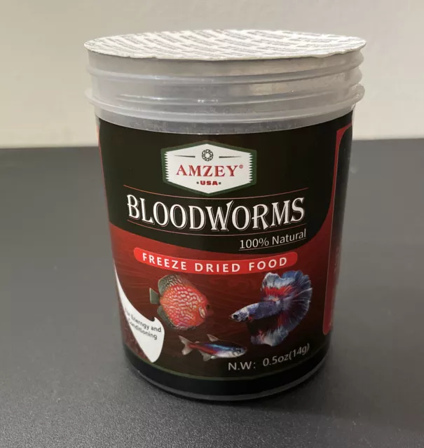 0.5oz Freeze Dried Blood Worms-100% Natural Aquarium Fish Food Turtle Guppy Food