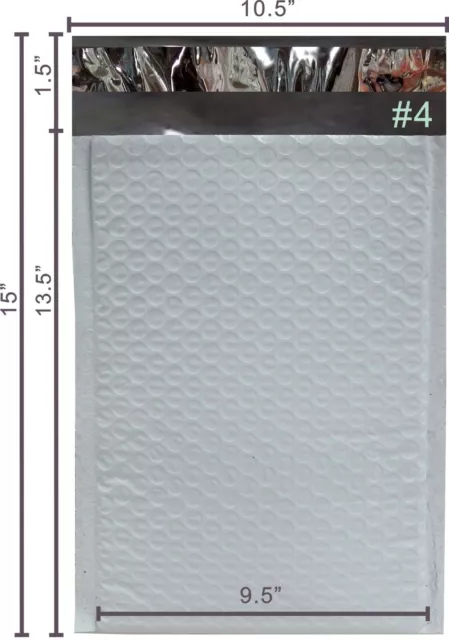 Yens® 100 #4 9.5x14.5 Poly Bubble Padded Envelopes Mailers Inner 9.5x13.5 3