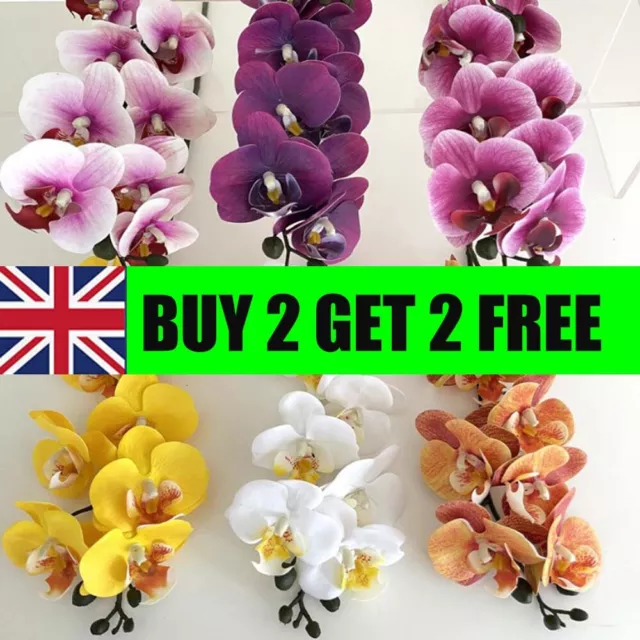 3D Phalaenopsis Home Decor 8 Head Artificial Butterfly Orchid Fake Silk Flowers