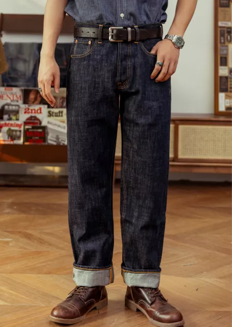 Lee Men's Selvedge Denim Jeans Dark Raw Indigo Riders Straight Leg All  Sizes New