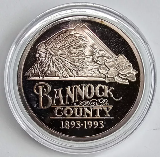 Moneda en cápsula de plata 0,999 sello de Idaho de plata Bannock tonificada vintage de 1 oz