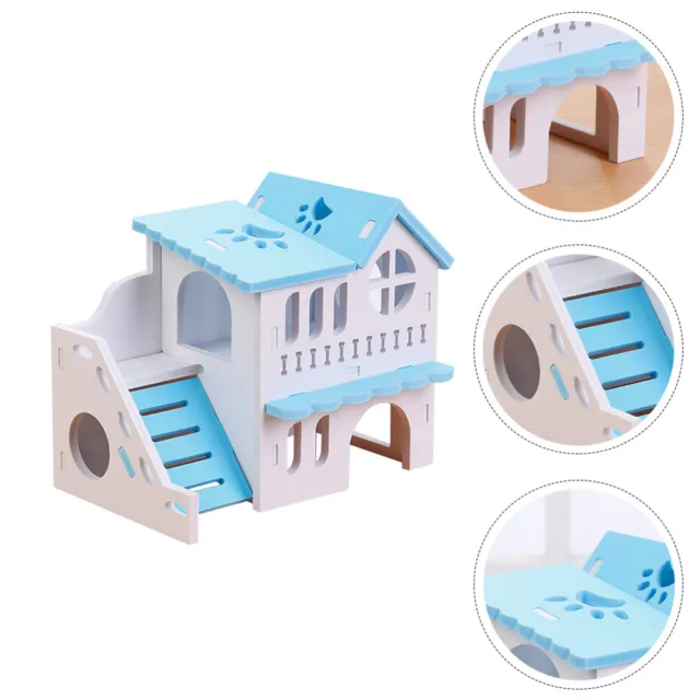 Double Storey Hamster Villa Wooden Chew Toy Pet Small Animal Hideout