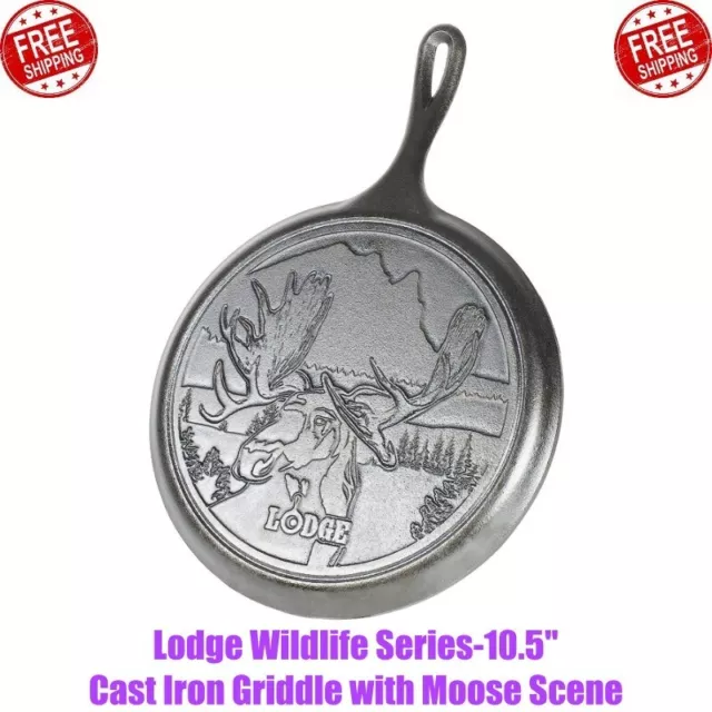 Lodge Wildlife Series-10.5" Cast Iron Griddle with Moose Scene