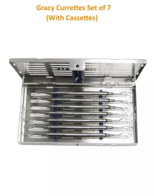 Dental Surgical instruments Gracey Curettes Set of 7 with Cassettes Top Quality