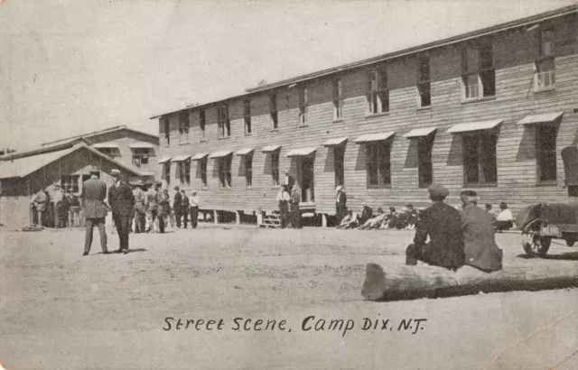 Postcard New Jersey NJ WWI Camp Dix Street Scene Military United States