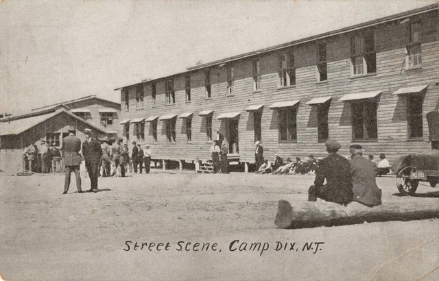 Postcard New Jersey NJ WWI Camp Dix Street Scene Military United States