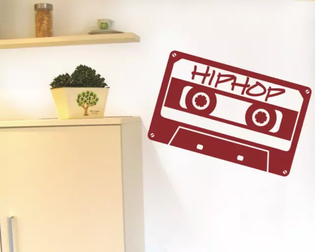 Samunshi 'Hip Hop' Wandtattoo Cassette Wandaufkleber  25 Farben 7 Größen